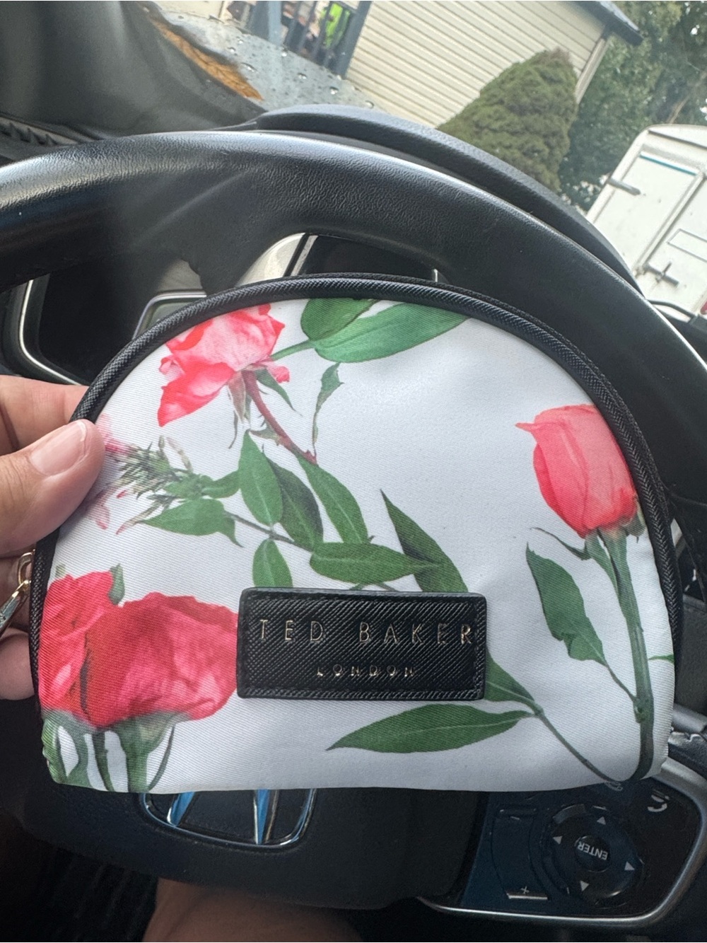 Ted Baker Floral Cosmetic Pouch in White, Pink & Green